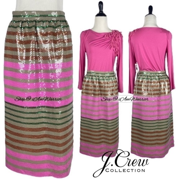 J.Crew Collection multi striped sequin midi skirt *Shop@iAmWarrior - Picture 12 of 17
